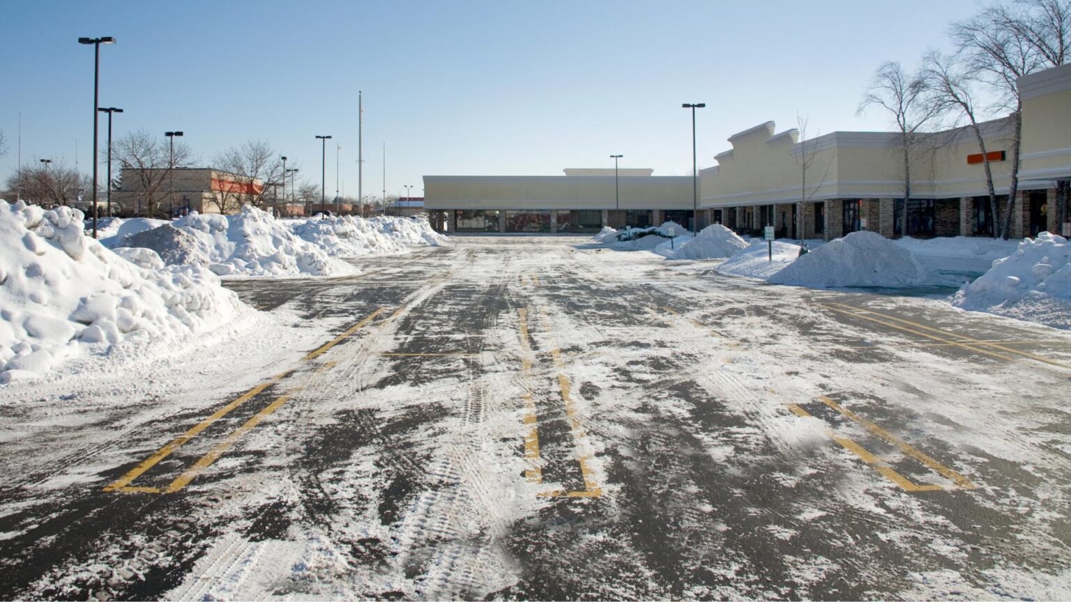 Parking lot cleared of snow